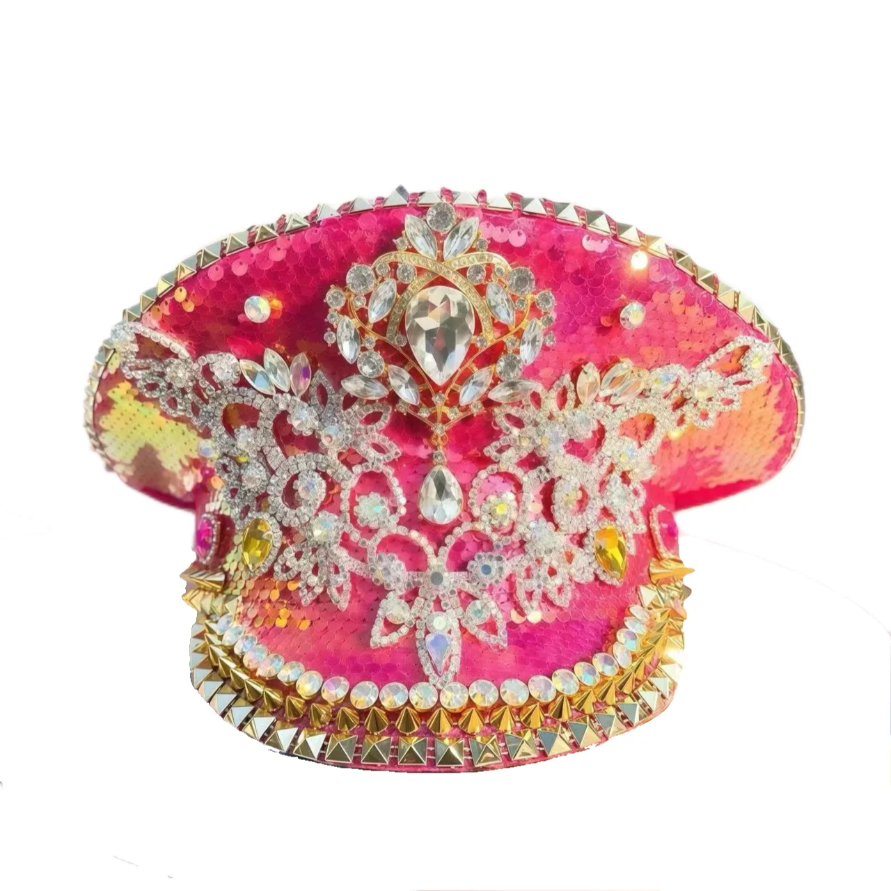 HongLuan  Halloween Costume Hat, Captain Hats Rhinestone for Burning Man Festival Woman, Cosplay Female Accessories