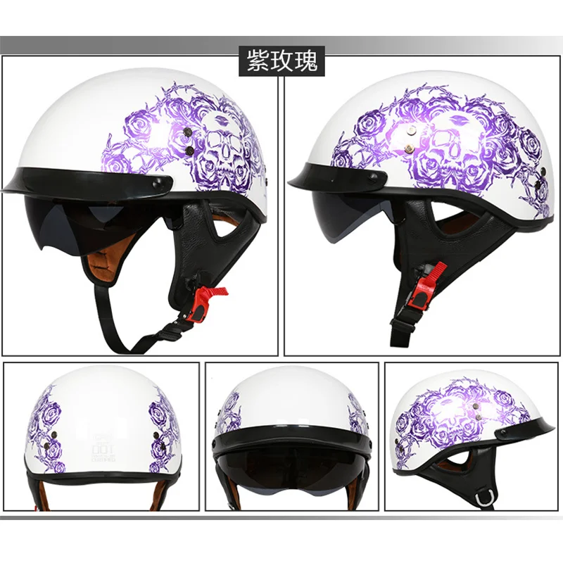 

Hard Shell Helmet Ouvert Visage Capacete Moto Travel Day And Night With Sun Visor Cascos De Motociclistas Half Face Retro Kask