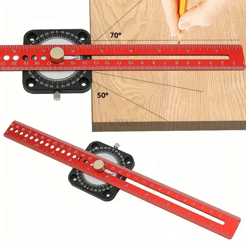 Adjustable Compass Angle Scoring Ruler Woodworking 360° Measuring Angle and Marking Gauge Carpentry Precision Handmade DIY Rule