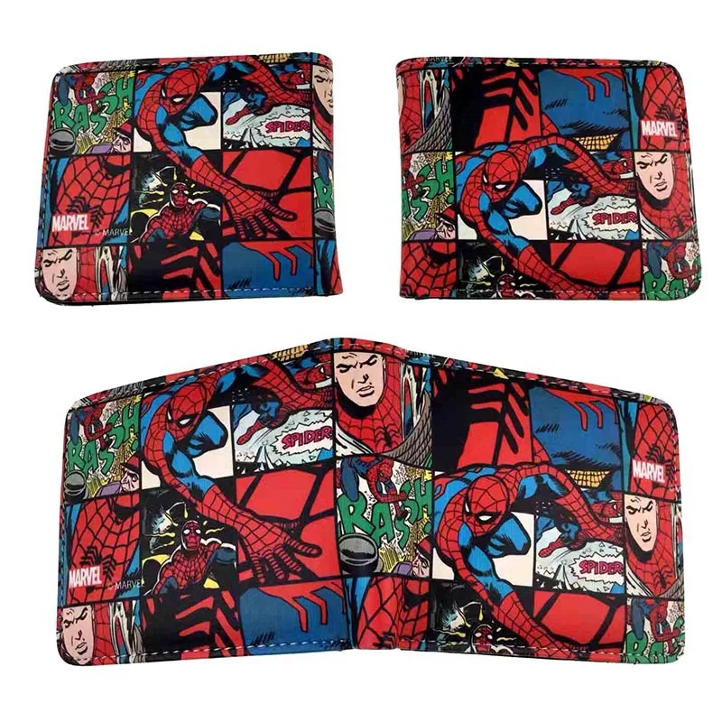 Cartera plegable de Marvel para hombre y mujer, tarjetero con Clip para tarjetas de identificación, regalo de Cosplay de dibujos animados