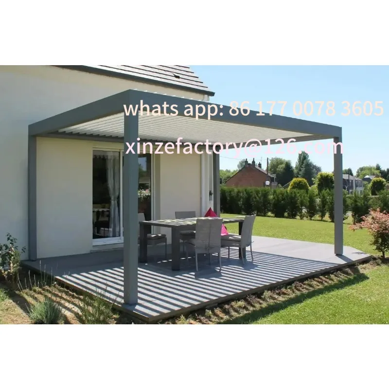 

Customizable DIYFree Standing Column Carports Motorized Adjustable Roof Louvered Blades Flip Pavilion Gazebo Bioclimatic Outdoor