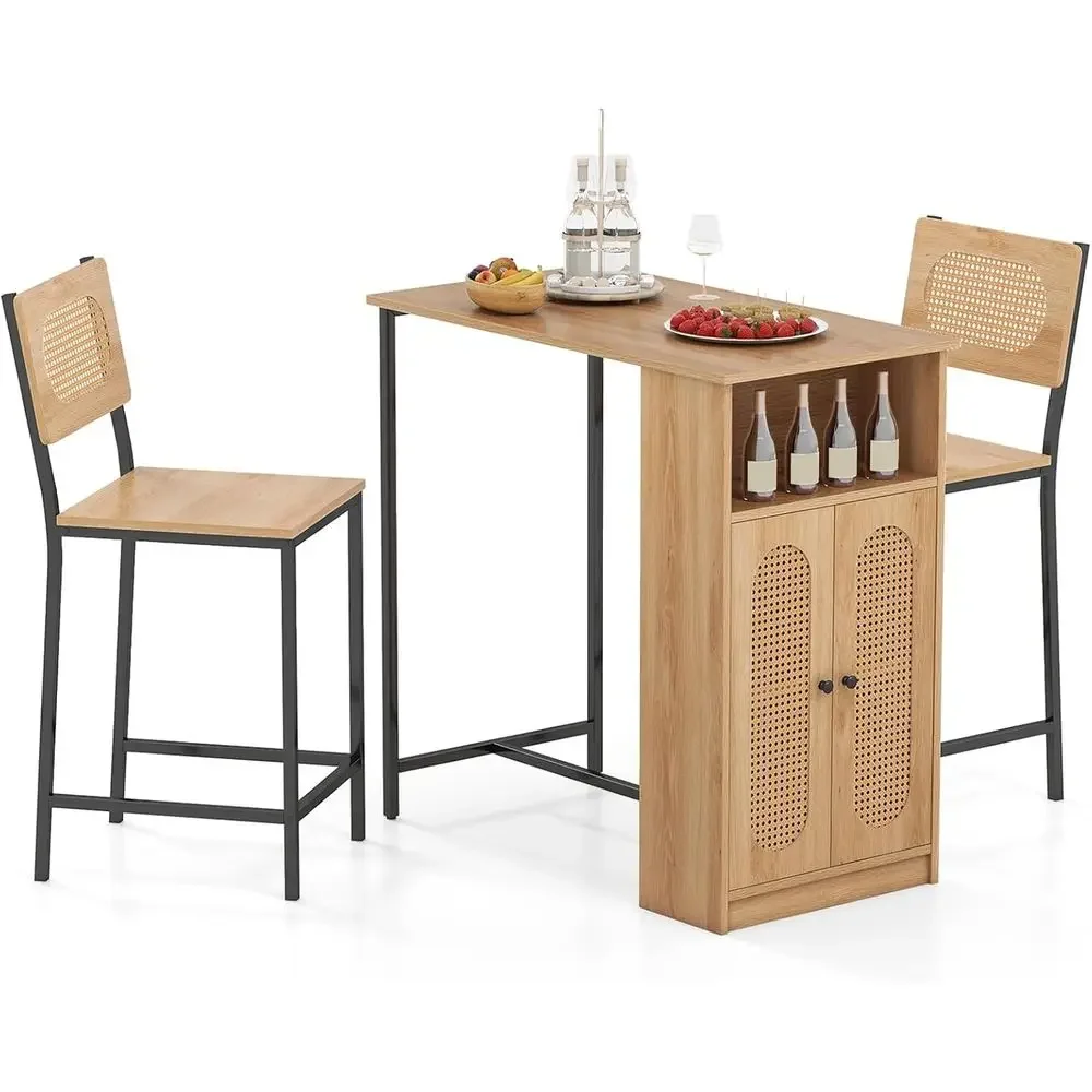 

Комплект из 3 предметов: кухонный стол и 2 барных стула, высокий барный стол с местом для хранения, регулируемые полки, металлический обеденный стол для стойки барной высоты