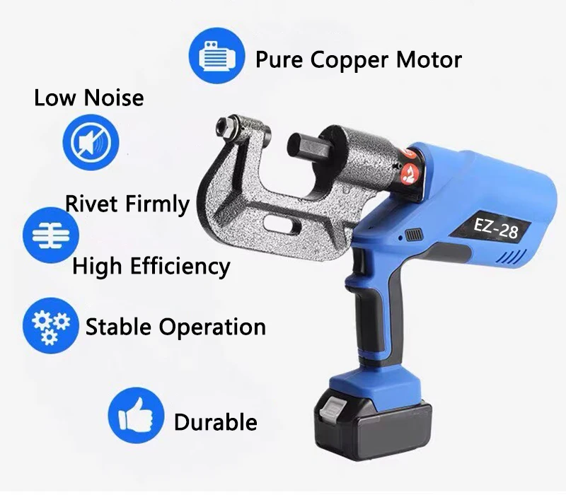 Electric Hydraulic Rivet Machine EZ-28 Automatic Portable Air Duct Flange Angle Iron Rivet Nut Tool Aluminium Rivet Nail Gun