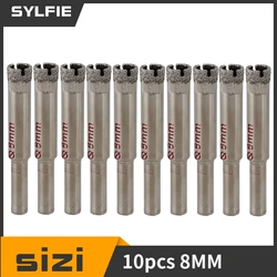 10 x Diamond Coated Drill Bit Set 8mm Dia Hole Saw Glass Granite Cutter Tip