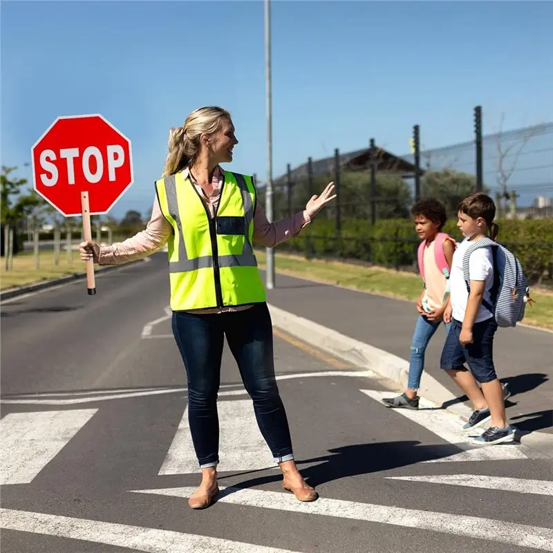 ABJO-Aluminum Rust Free 2Pcs Stop Slow Sign Traffic Double Sided Reflective 13X13 Octagon Crossing Guard Warning Signal