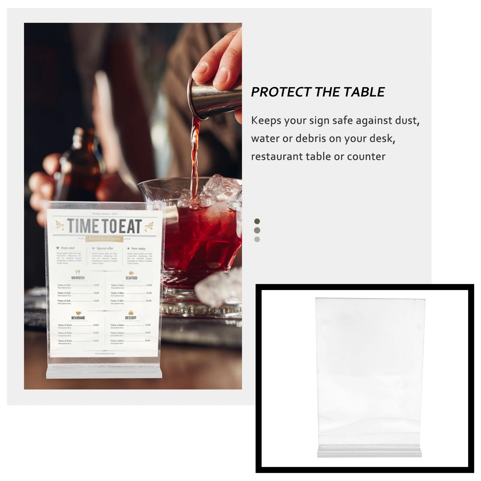 

A4 Vertical Menu Table Sign Holders Acrylic Display Rack for Desk Restaurant Office Dustproof Water Resistant Stable Note Holder