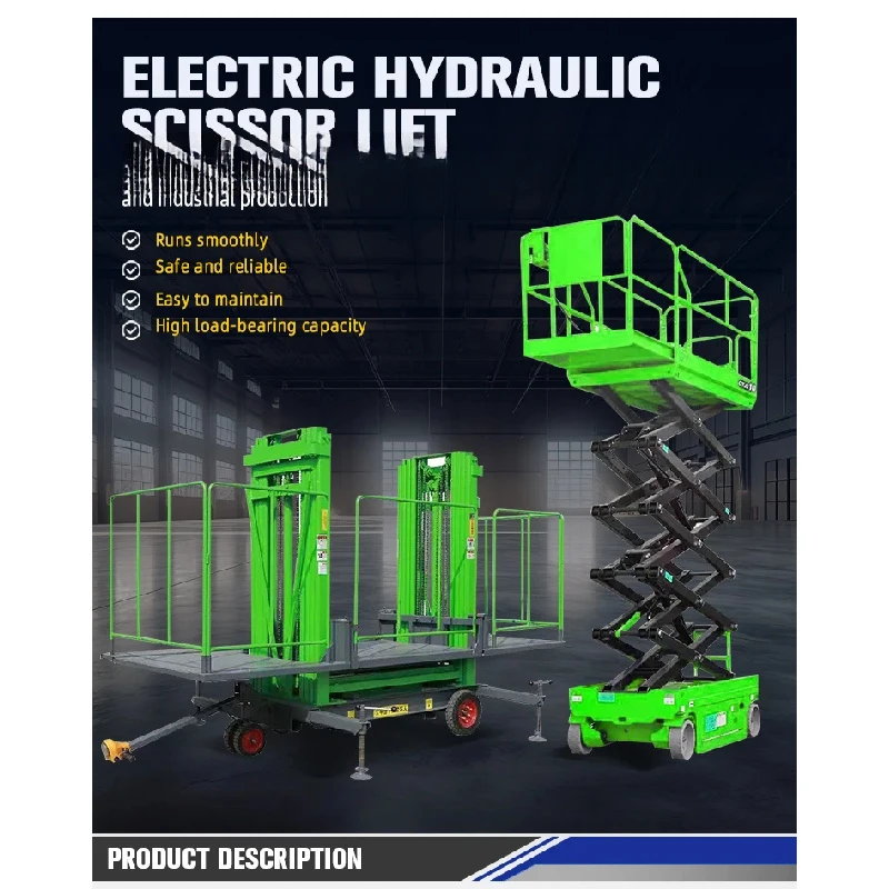 

Portle Iron Scissor 4-Aerial Work Platform 4 Pers Capacity x0mm Tle Mobile Lift Warehouse CE