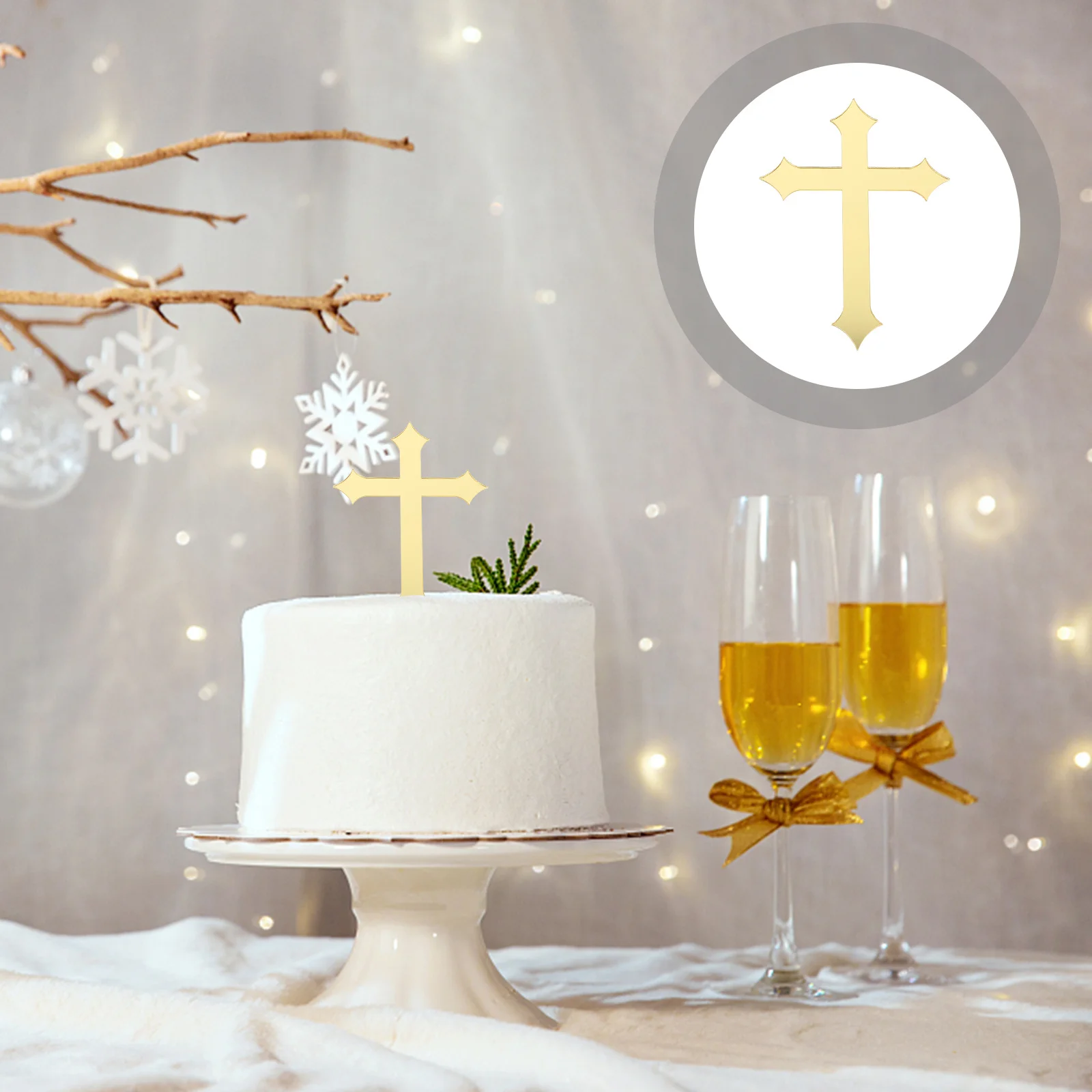 

10pcs Cross Cake Decor Holy Communion Baby Shower Cupcake Topper Cake Ornament For Festival Party Dessert Decoration