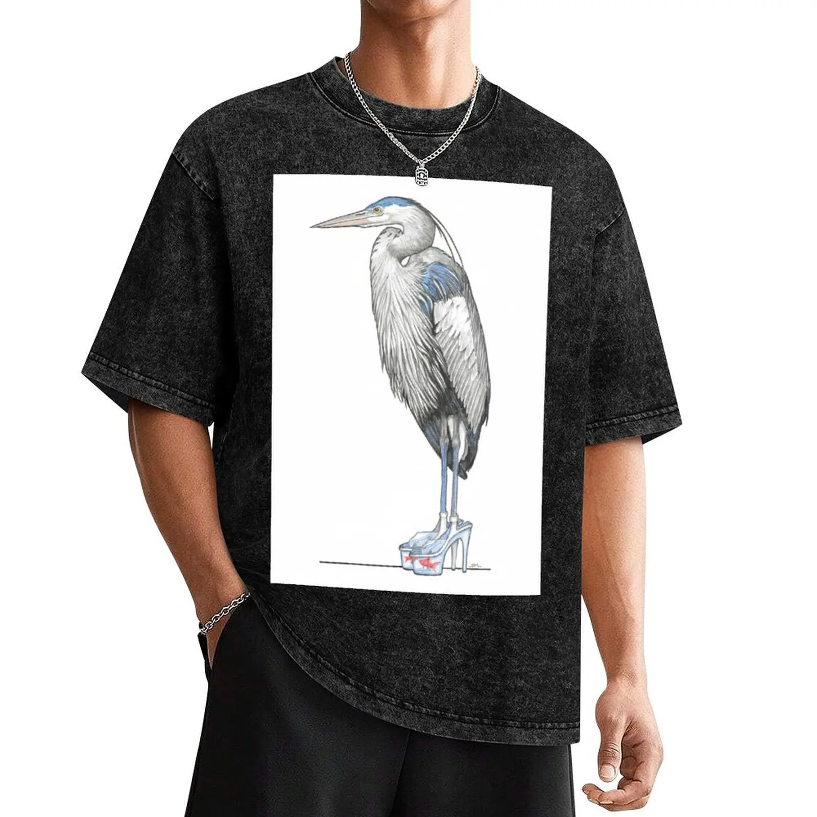 Great Blue Heron in Aquarium Platform Heels T-Shirt boys whites vintage clothes quick-drying kawaii clothes clothes for men