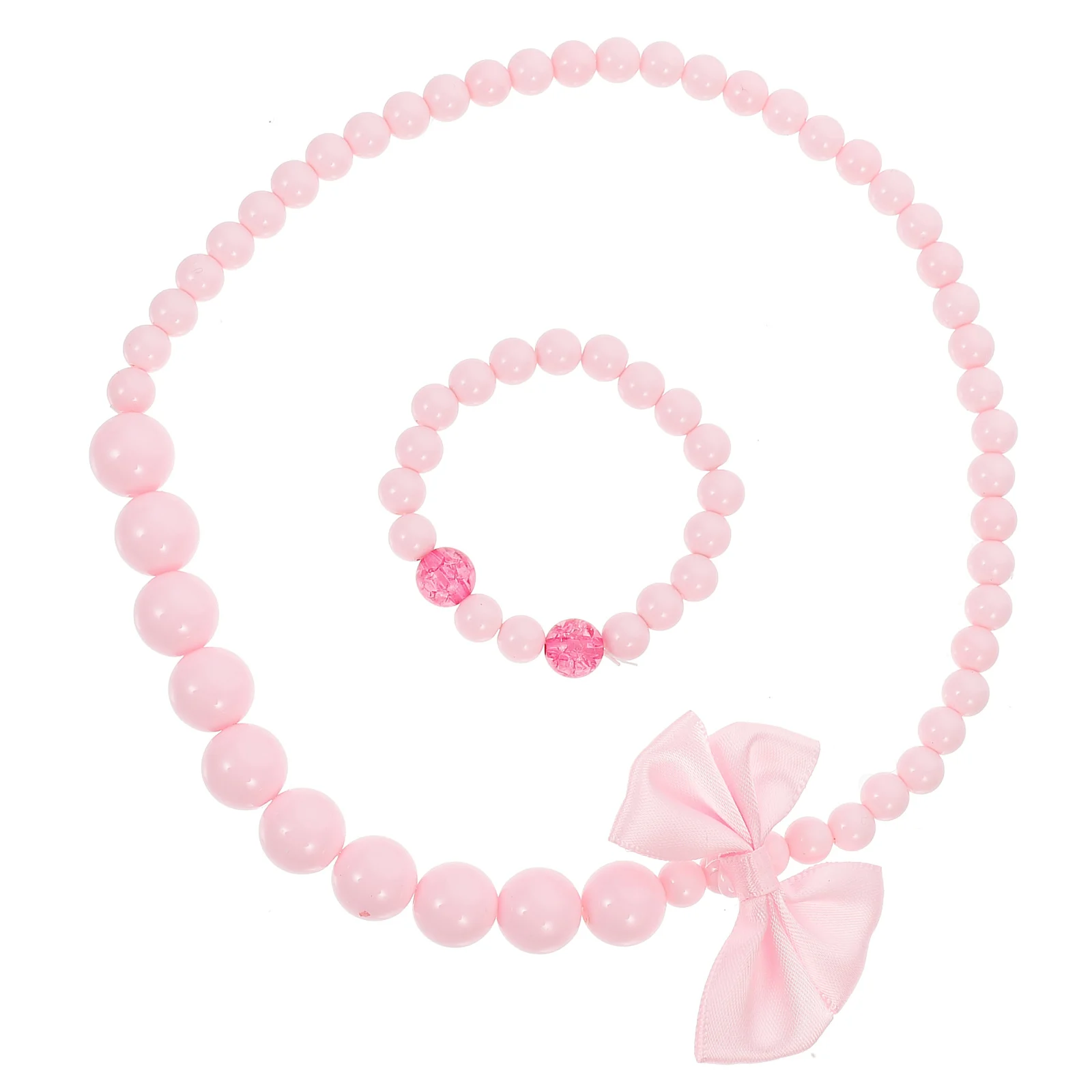 Bowknot Rose Red Beaded Necklace for Girls Kids Durable Comfortable Jewelry Birthday Wedding Party Beads Necklace