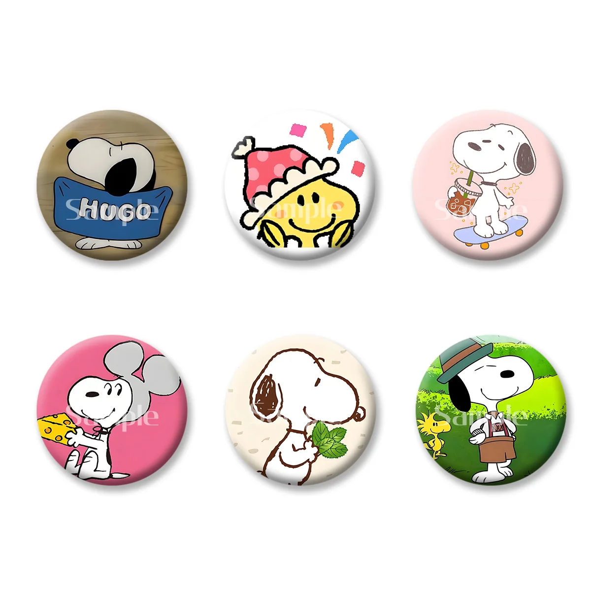 

Flash Badge Cards Snoopy Anime Cartoon Souvenir Girl Keychains Convenient Makeup Mirror Fridge Magnet ACG Accessories