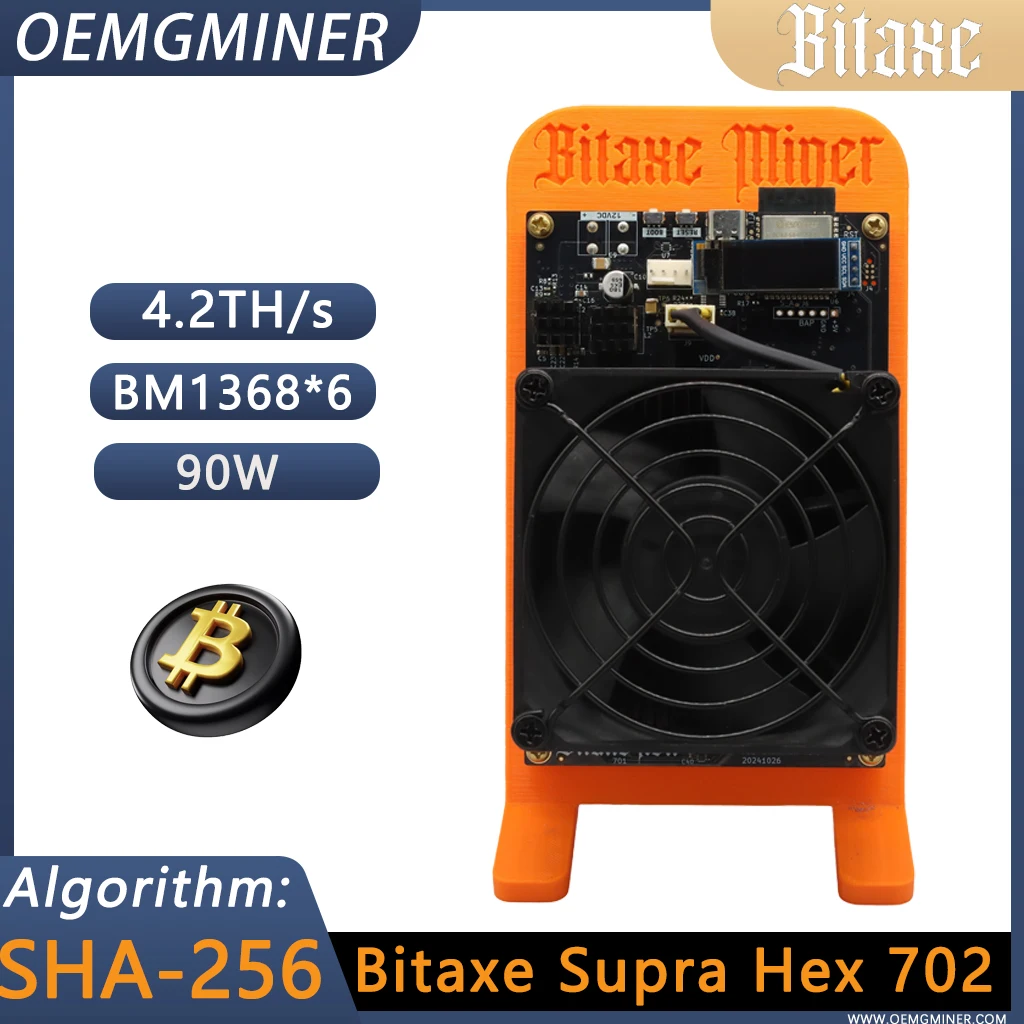 

Brand New Cryptos Miner Bitcoin Miner Bitaxe Supra Hex 702 4.2Th/s 90W BM1368 Asic Chip BTC Miners Bitcoin Mining Machine