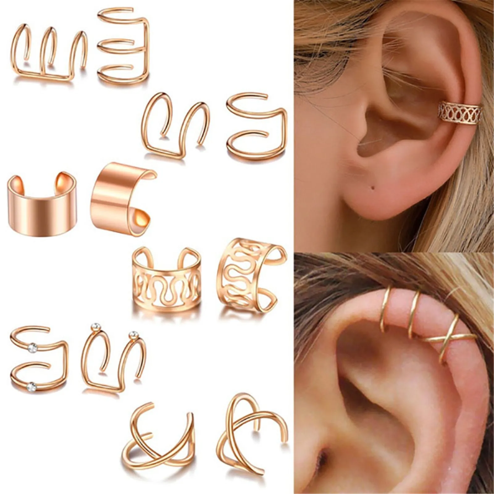 Fashion Punk C Letter Clip Earrings Female Ear Cuff No Piercings Fake Cartilag Ear Clip Fashion Jewelry For Women Aretes