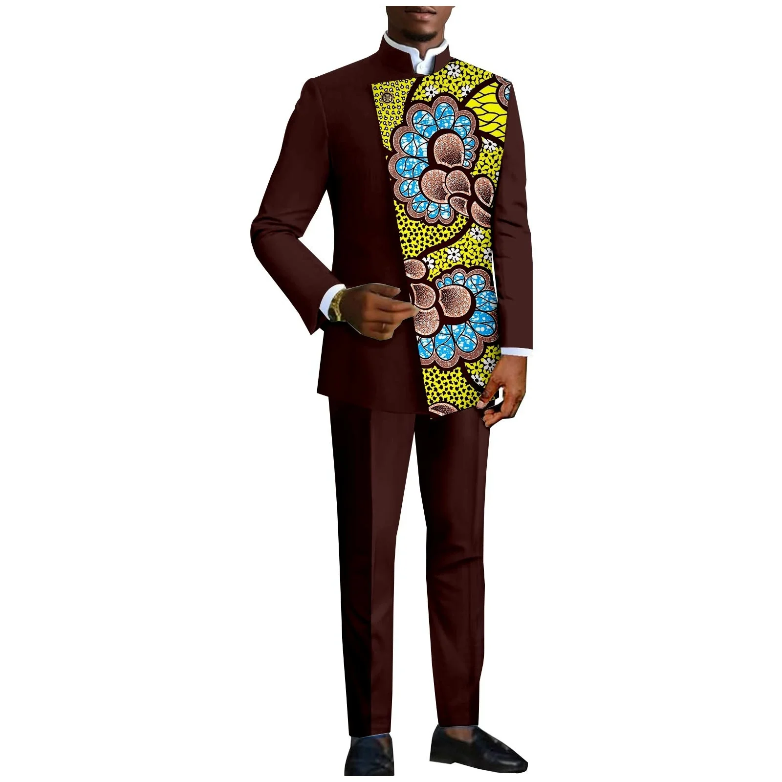 Trajes de hombre lisos de 2 piezas ajustados de diseño africano para boda, esmoquin para novio, trajes formales para fiesta de graduación, chaqueta para padrino, pantalones