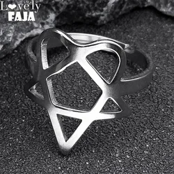 Heartagram Symbol of HIM Music Band Ring for Women Men Stainless Steel Hollow Heavy Metal Finger Rings Jewelry Gift R25S03