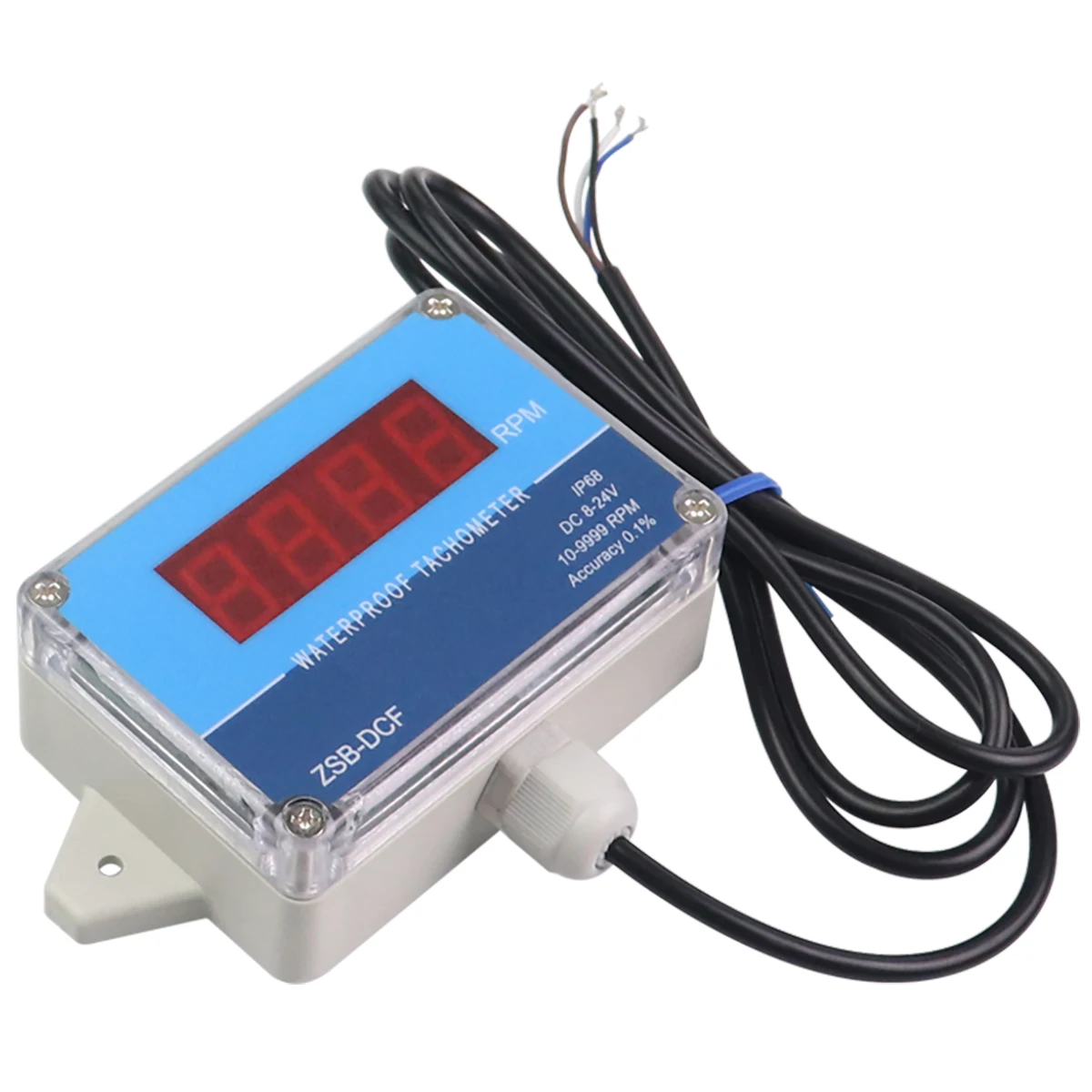 IP68 مقاوم للماء قاعة مقياس سرعة الدوران الرقمي LED سرعة المحرك متر فاحص NPN التبديل تيار مستمر 8-24 فولت 10-9999 دورة في الدقيقة