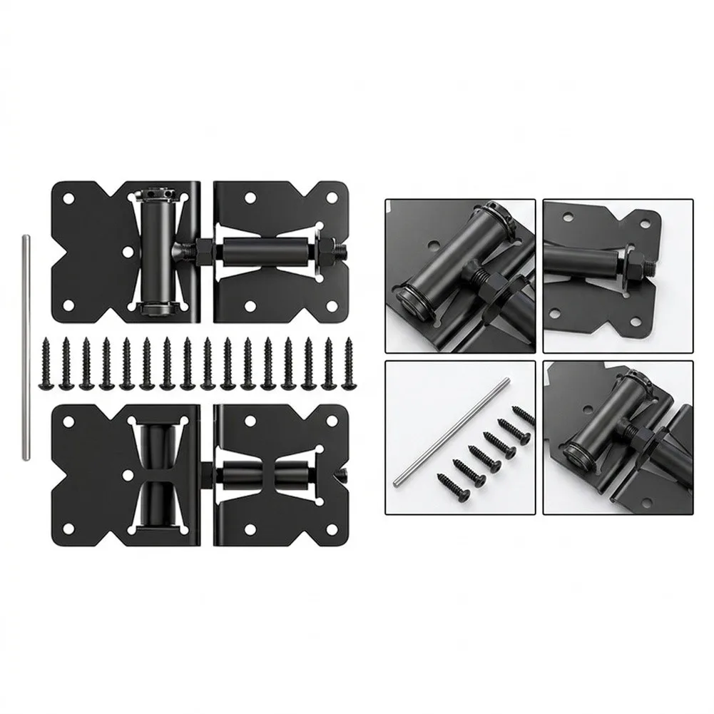 For Home Security Self Closing Gate Hinges Self-closing Gate Hinge High-tensile Carbon Steel Multi-layer Matte Black Coating