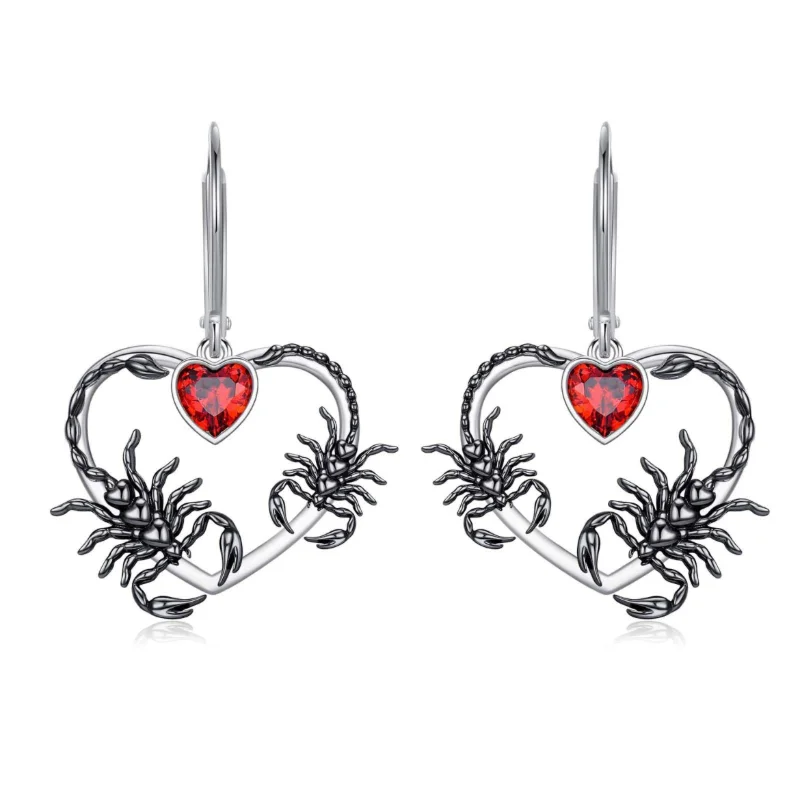 Y2K أقراط متدلية على شكل قلب فاسق بتصميم عقرب، أقراط متدلية على شكل قوطي للهالوين، هدية مجوهرات للحفلات البديلة الداكنة