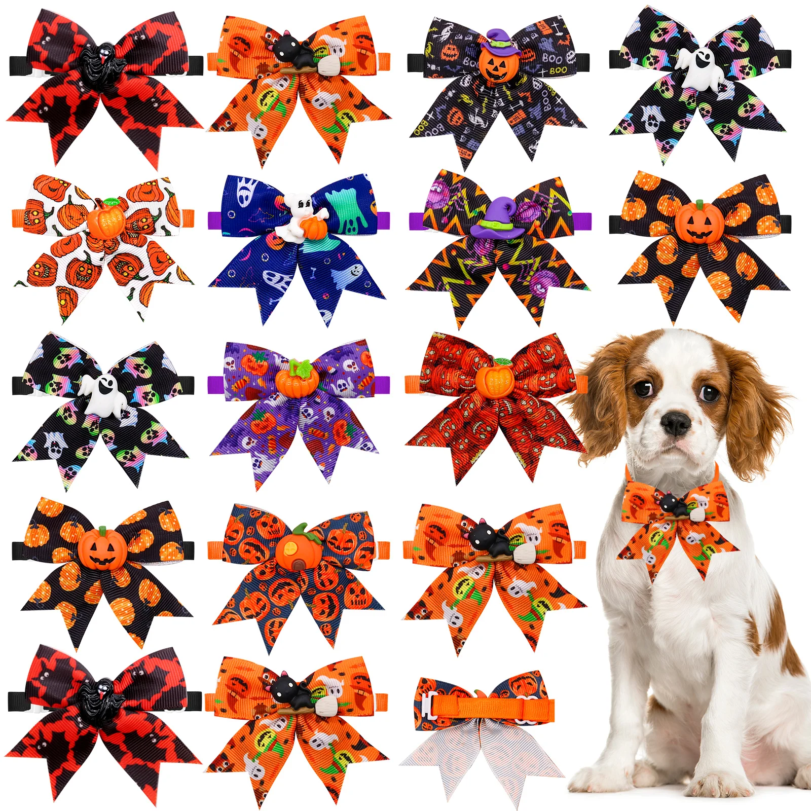 

Party Pet Collars 20/40PCS Halloween Dog Bow Ties Collar Adjustable Pet Dog Bowties Pumpkin Ghost Decorate Pet Supplies For Dogs