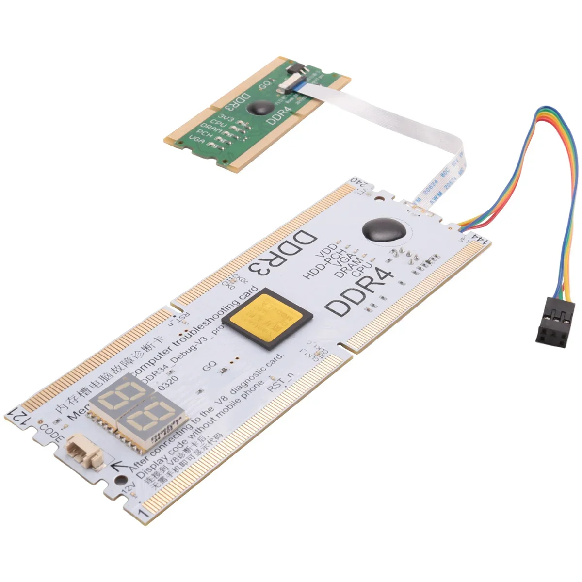 

DDR3/DDR4 Motherboard Memory Slot Diagnostic Analyzer Test Card for Laptop/Desktop | DDR3/4 Repair Tool