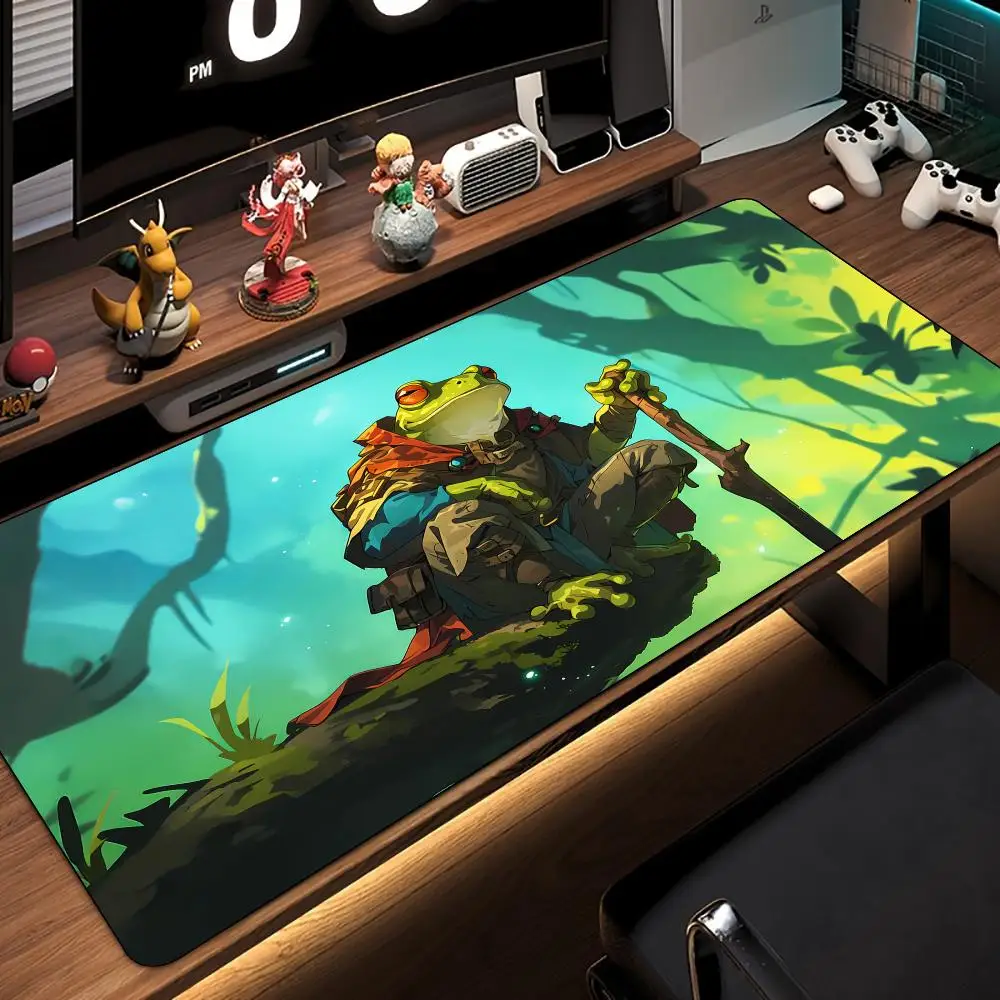 Cartoon-stijl kikker krijger anime Muismat rubber antislip Bureaumat pc-accessoires Gaming mat toetsenbord mousepad magische mat