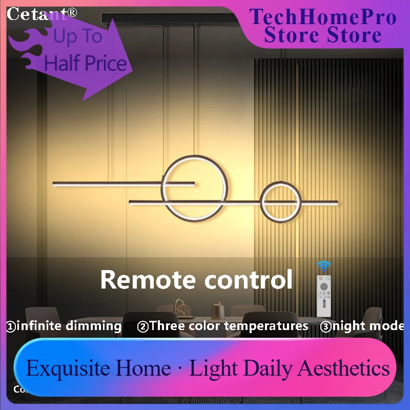 TechHPSmart LED Pendant Light Remote Control Adjustable Color Temperature Brightness Restaurant