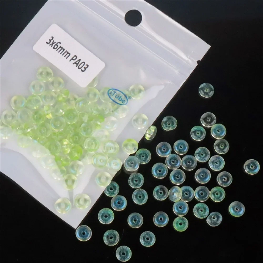 3x6mm Nachahmung tschechische transparente Glasperlen Rad Perle Nachahmung Jade Sicherheits schnalle DIY handgemachte Schmuck Armband Perle 52 stücke