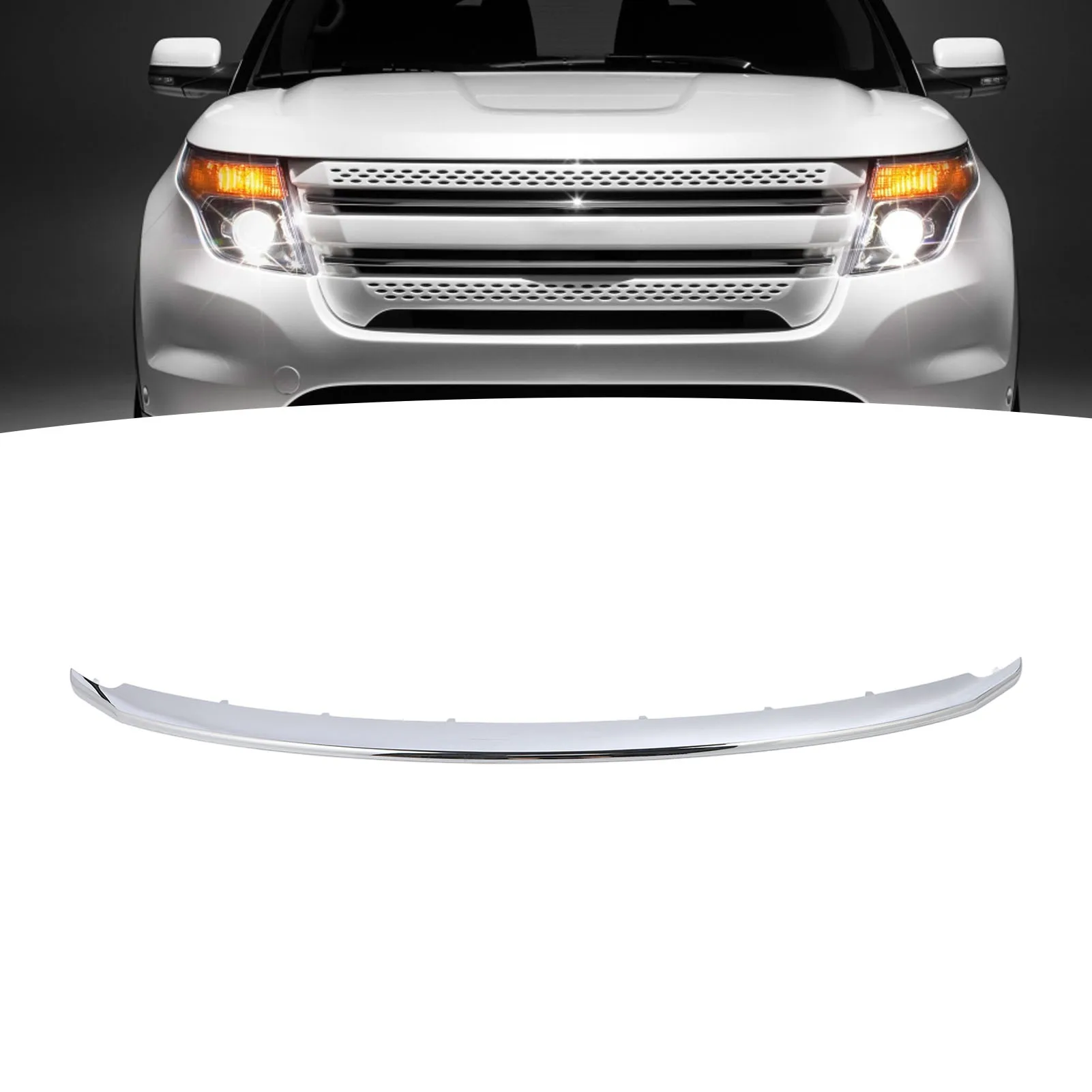 Garniture supérieure de calandre chromée, grille avant brillante, garniture de moulage pour Ford Explorer Base Limited XLT 8200 à 2011, BB5Z 2015 AA