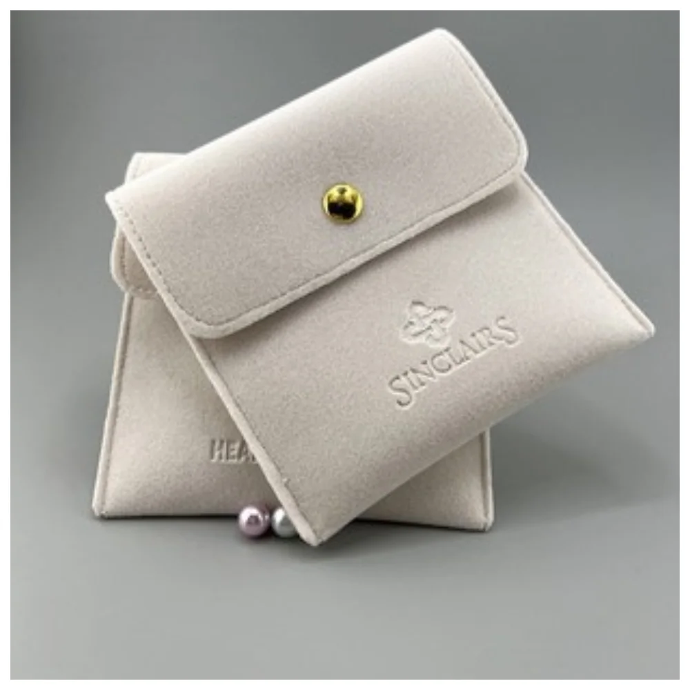 Custom Logo Versatile PU Leather Jewelry Case Portable Storage Bag for Necklaces Earrings Rings Bracelet Snap Button Pouches
