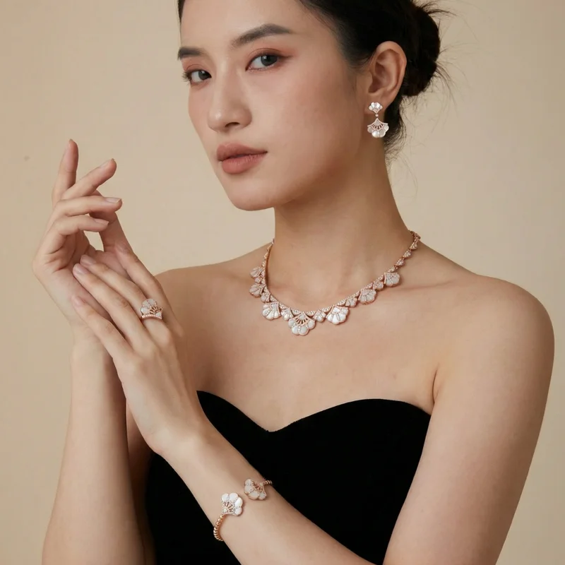 Designer Collection Ring Earrings Bracelet Necklace Inlay Cubic Zircon Mother Of Pearl Malachite Turquoise Party Jewelry Sets
