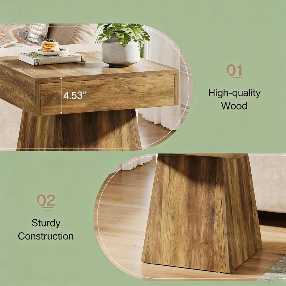 Table de chevet étroite, table basse, table basse carrée