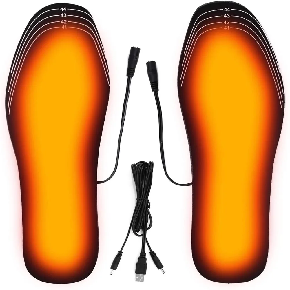 USB Rechargeable Heated Insoles Size 35-46 DIY Customizable Electric Heated Shoes Pad for Outdoor Skiing Winter Foot Warmers