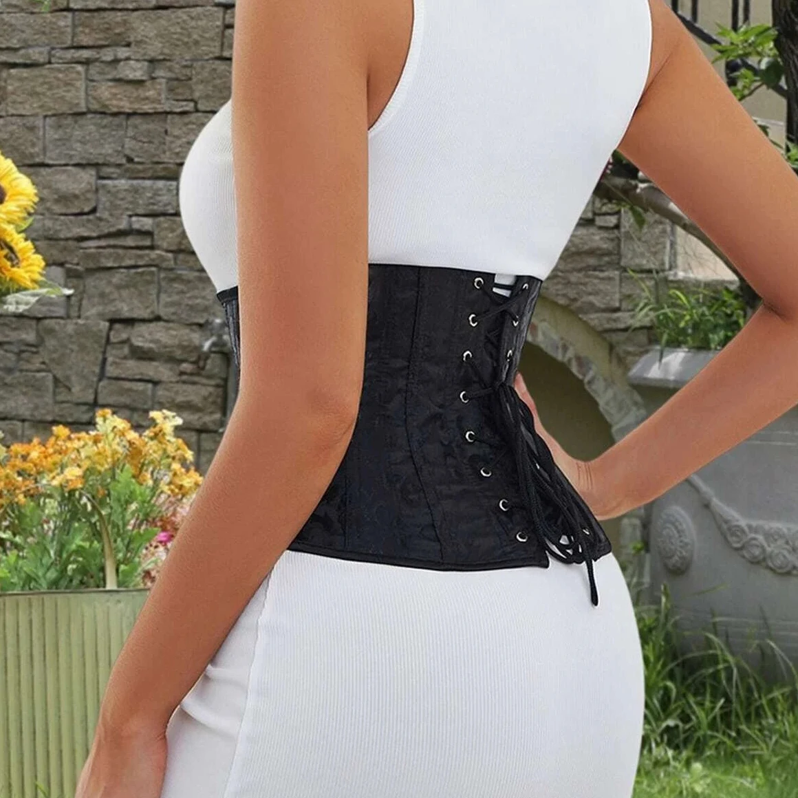 Corset amincissant pour bustiers gothiques, ceinture de torse courte, serre-taille en acier, Sophia et marijuana, corselet sous le buste