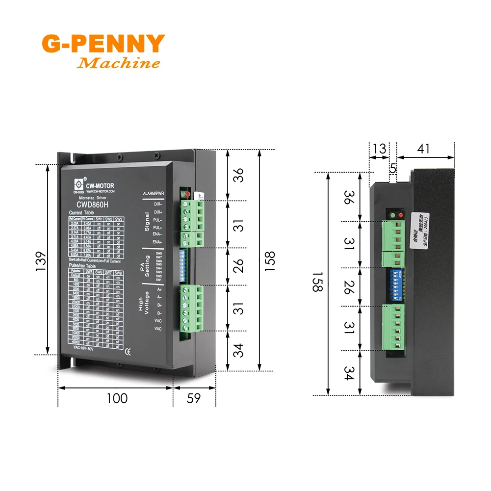 CWD860H Stepper motor Driver 0-7.2A 60-110vDC / 40-80vAC  for Nema34 motor Digital stepping driver