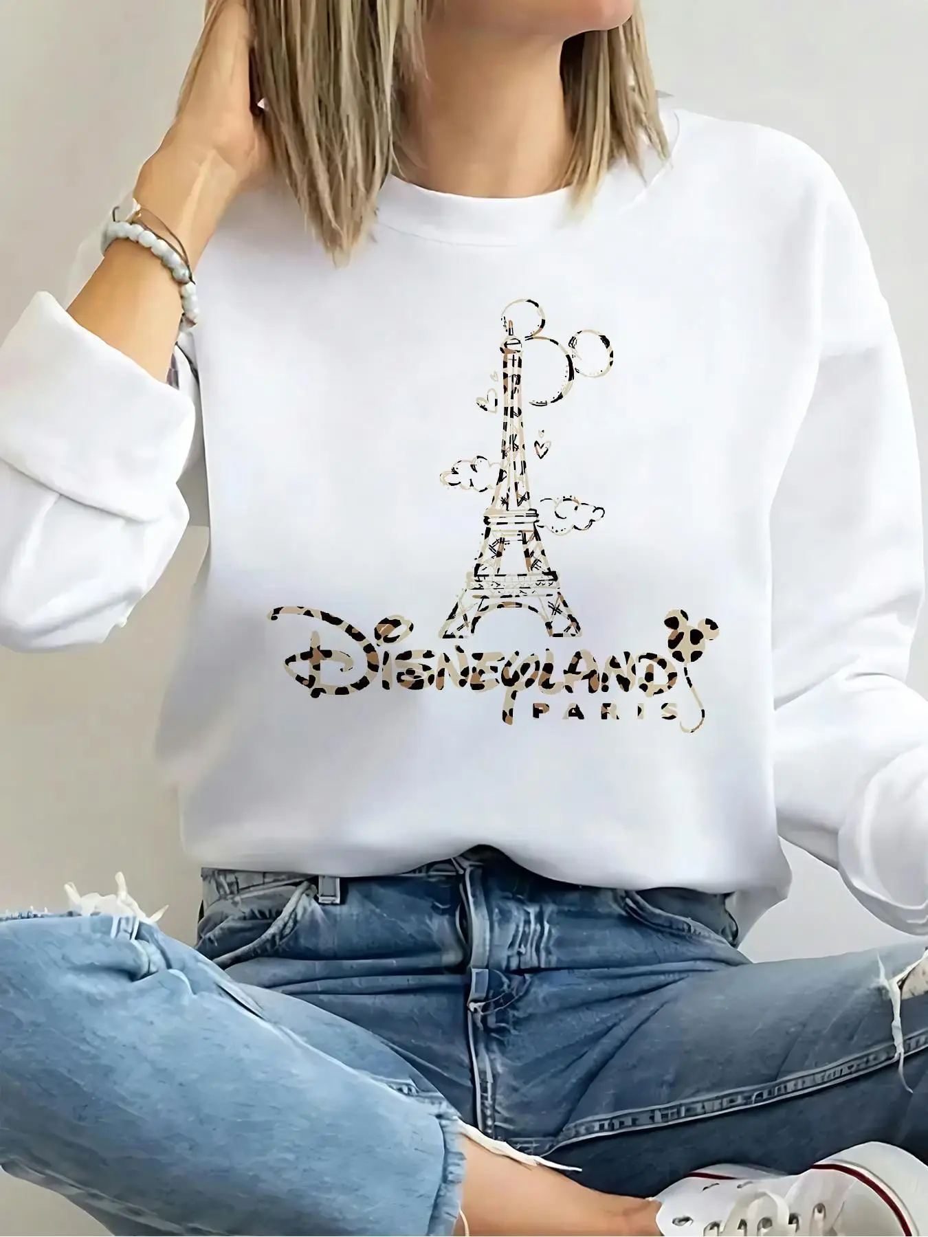 

Women's Disney Eiffel Tower Minnie Mouse Cotton Hoodie Sweatshirt Pullover Casual Autumn Winter Cozy Fleece Oversize Long Sleeve