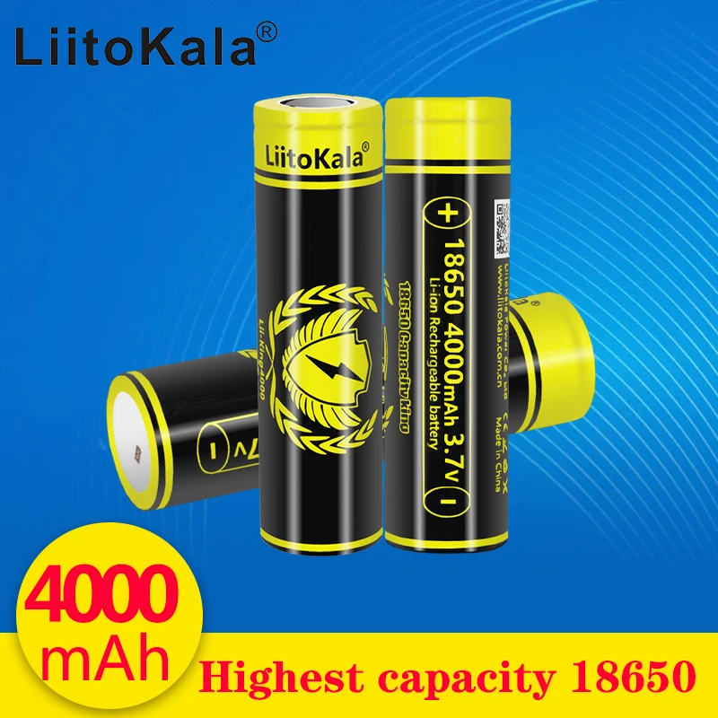 1-20pcs LiitoKala Lii-King4000 Highest Capacity 18650 4000mAh  battery Original 3.6V Reachargeable batteries for flashligh