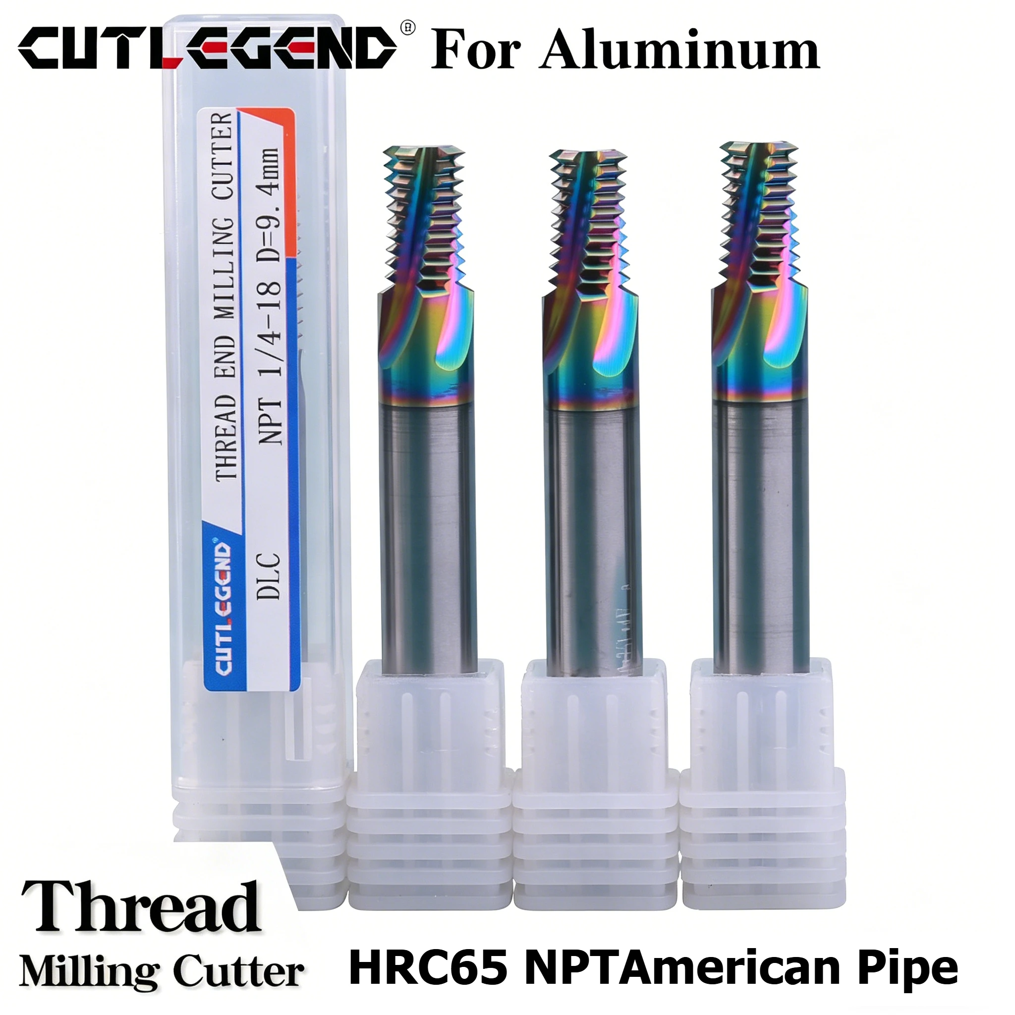 

CUTLEGEND NPT 1/4 3/4 1/16 1/8 3/8 1/2 taper thread HRC65 Carbide pipe thread milling cutter NANO Coating For Aluminum Copper