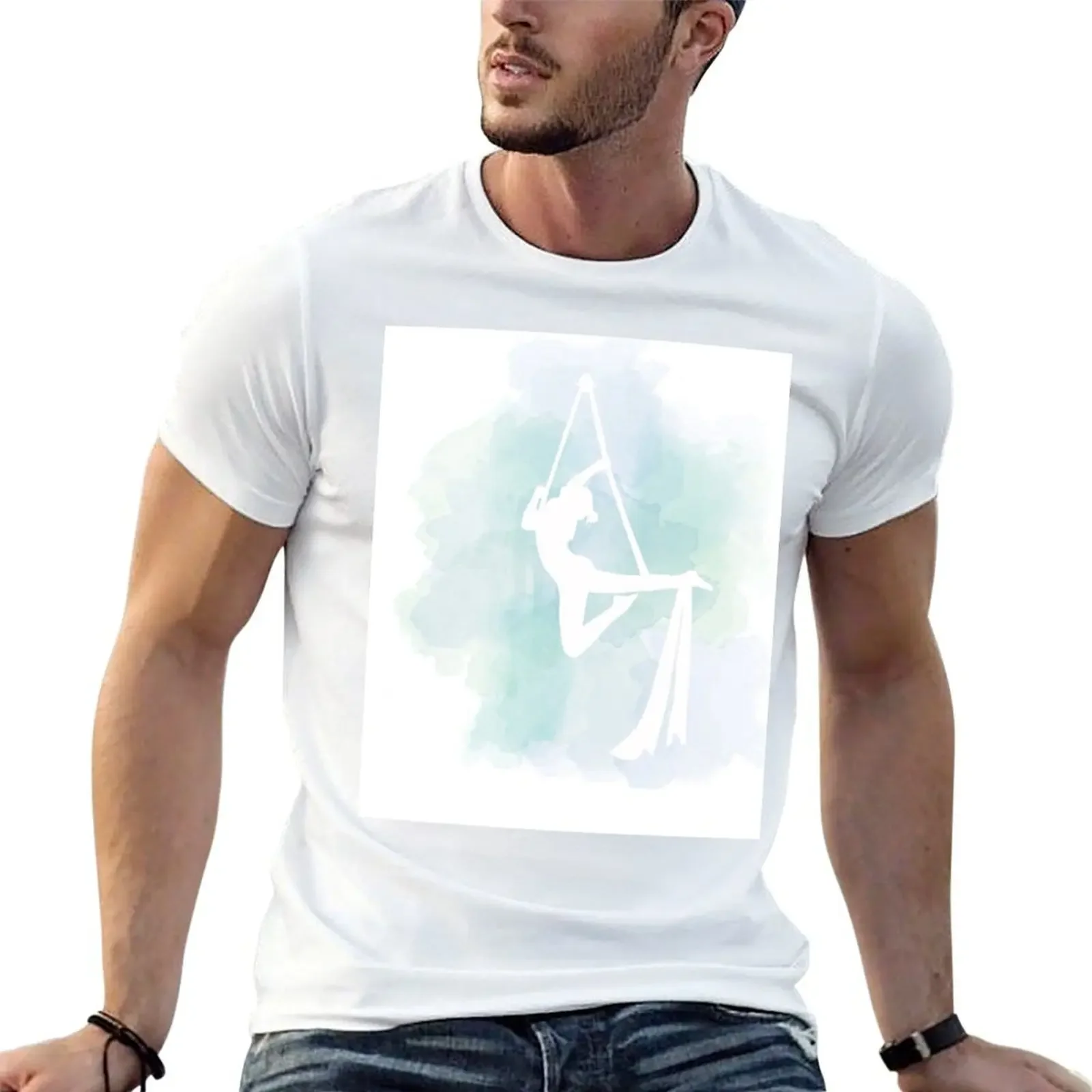 Aerial Silks Watercolor Blues and Greens T-Shirt football t shirt valentines boutique clothes Anime t-shirt shirts men