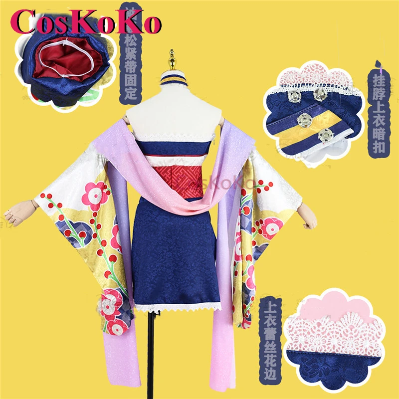 CosKoKo Inugami Korone Cosplay Anime VTuber Hololive disfraz dulce encantador uniforme tipo kimono de Año Nuevo ropa de juego de rol de Halloween