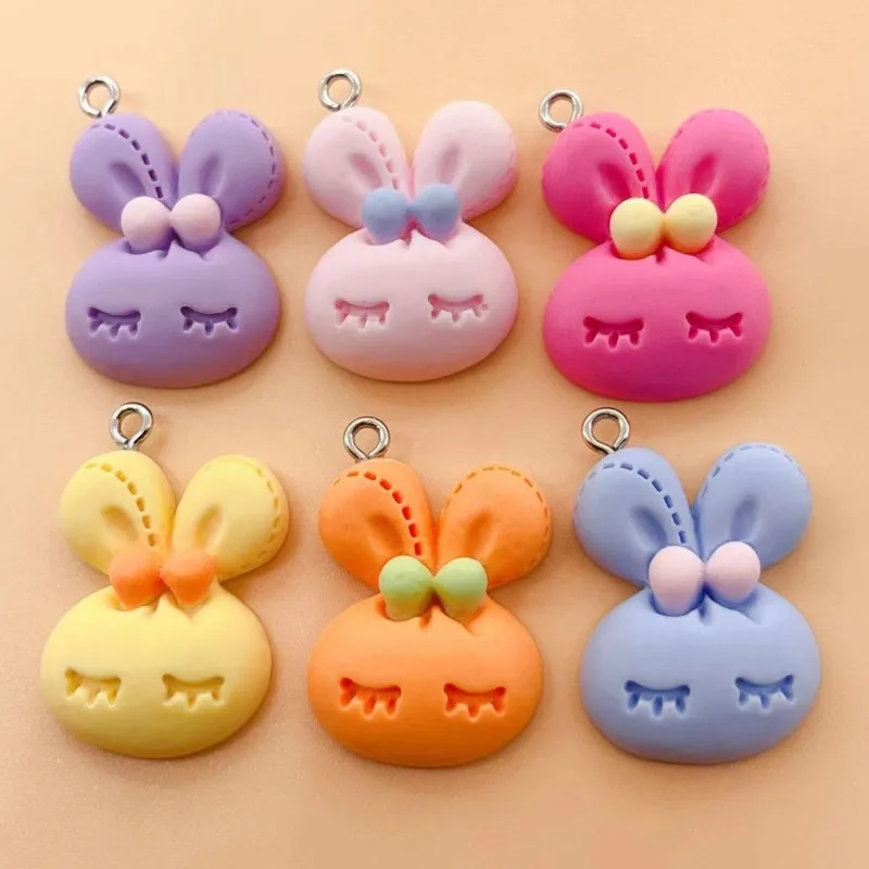 10pcs 6 colors Cute Rabbit  Resin Charms Diy Pendant Necklace Earring Ornament Bead Jewelry Accessory