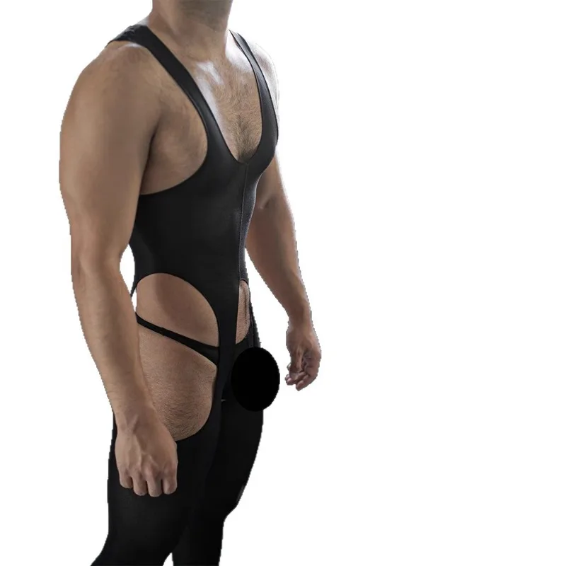 Men's Bodysuit Lingerie, Sheer Mesh Jumpsuit with Cutout, Slim Fit Stretch Body Stocking, Soft Nightwear for Men