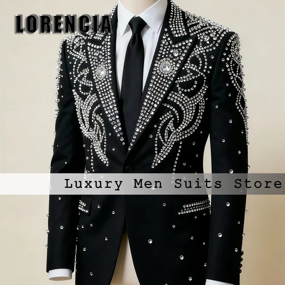 

Elegant Jewelry Suits for Men 2 Pieces Single Breasted Tuxedos Set Wedding Party Outfits Customized Blazer Pants zomerset heren