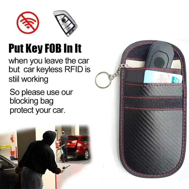 Car Key Signal Shielding Box Remote Control Set Key RFID Shielding Pocket Key Credit Card Bags Organizer for Privacy Protection image 3