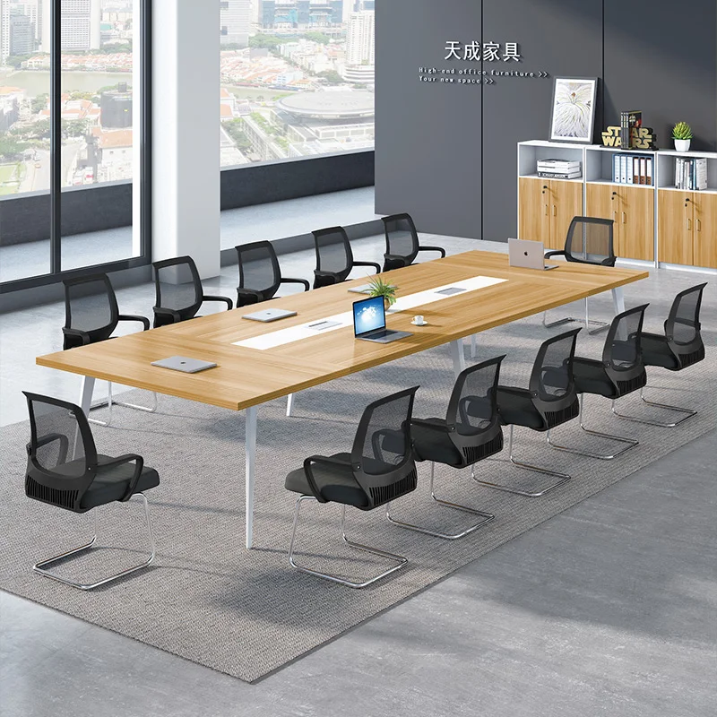 Conference table, long table, simple modern office, negotiation table, chair combination, rectangular training large table,