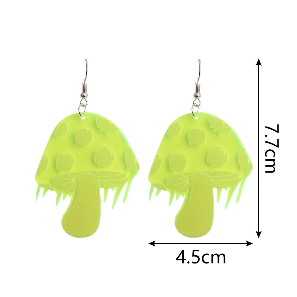 New Fluorescent Mushroom Acrylic Drop Earrings For Women Neon Pink Yellow Geometric Big Dangle Earrings Jewelry Oorbellen Brinco