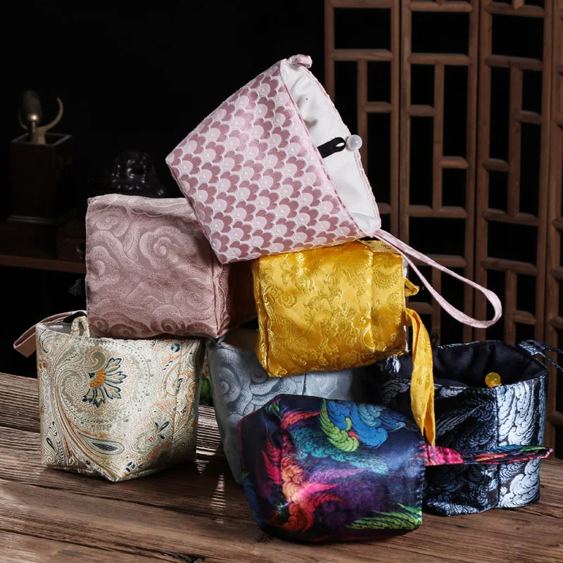 Portable Tea Set Buggy Bag Carry-on Small Teacup Bags Drawstring Bag Travel Master Cup Woven Cotton Bag Tea Ceremony Utensil