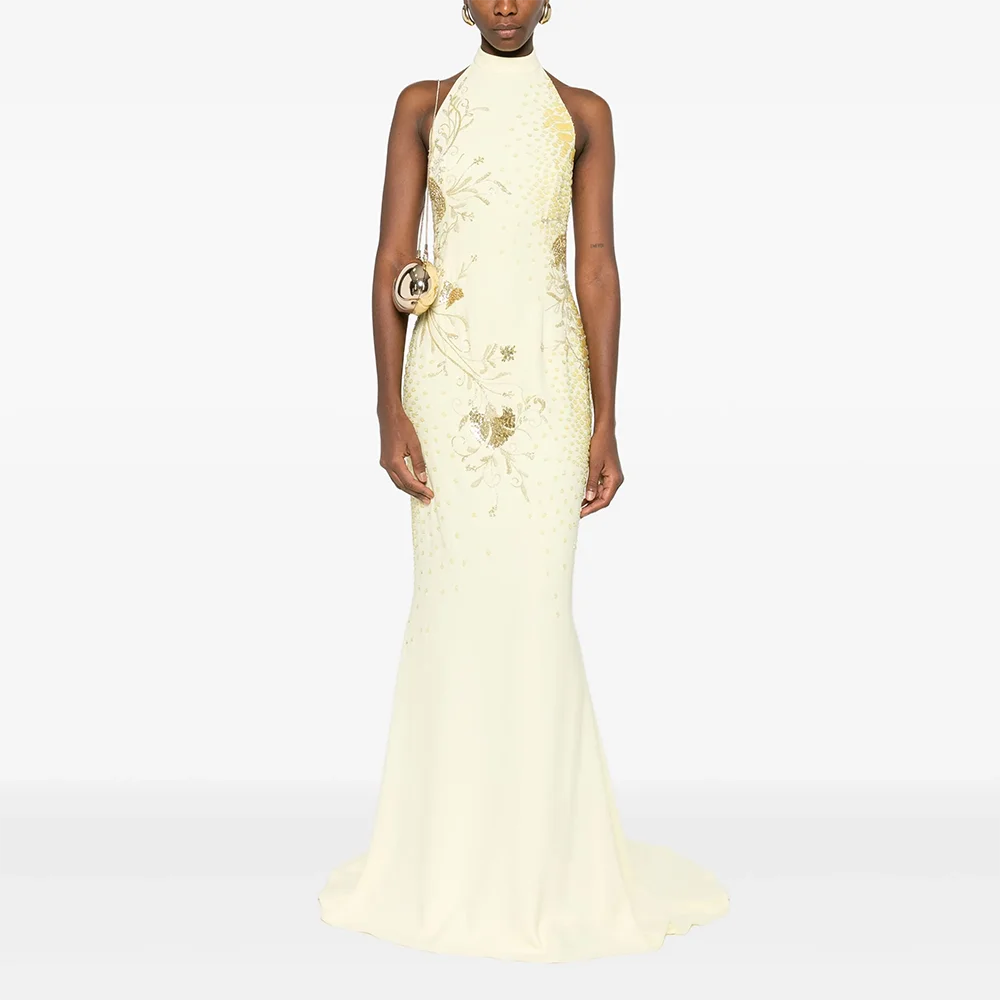 

Длинные вечерние платья с высоким воротником по индивидуальному заказу. Элегантные платья для выпускного вечера для торжественных случаев. Кристаллы из бисера. 2025. Платья для выпускного вечера длиной до пола.