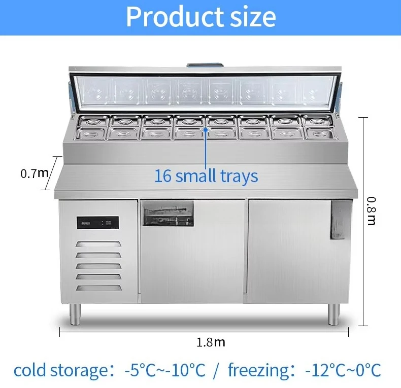 Slotted fresh-keeping workbench display refrigerator, salad bar refrigerator, under-counter refrigerator