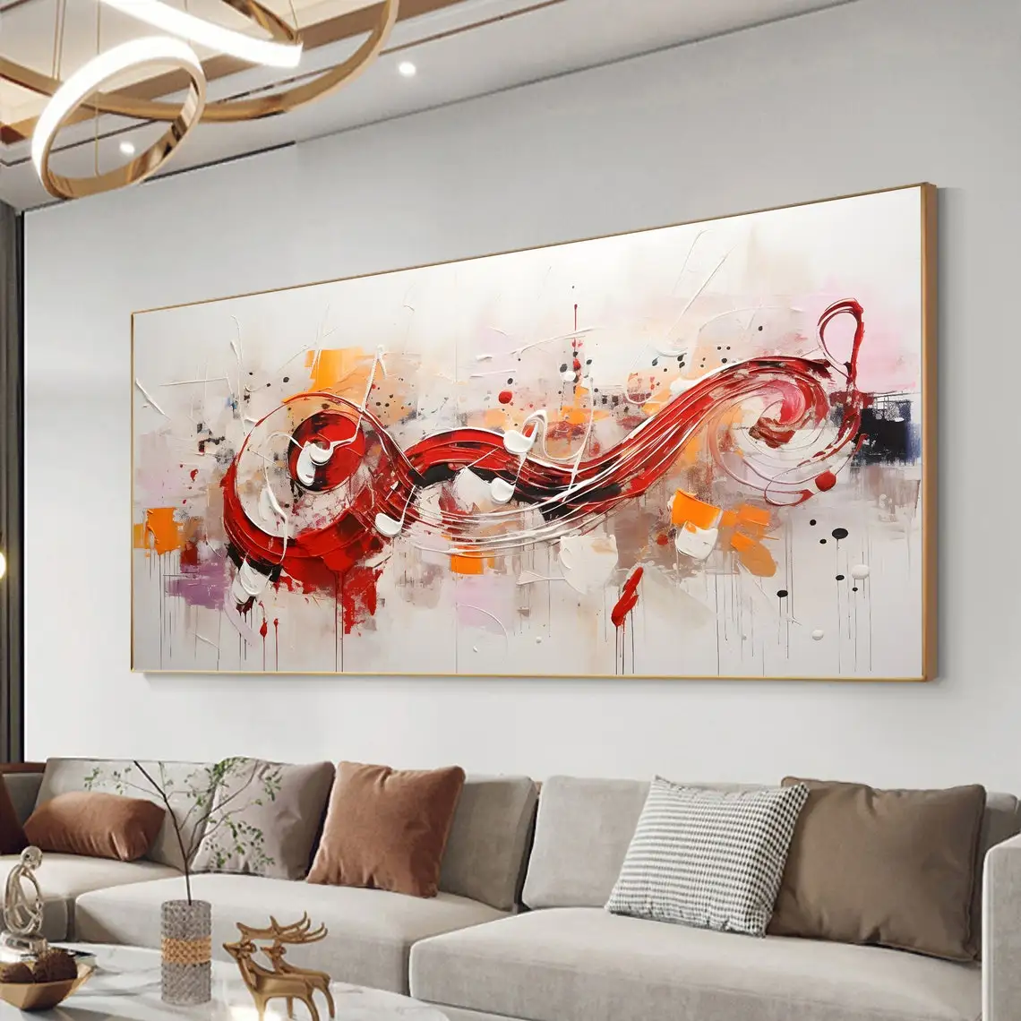 Abstract Music Notes Hand Oil Painting Creative Fantasy Art Mural Music Score Pentatonic Texture Painting Personalize Home Decor