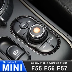 For MINI ONE Cooper S F55 F56 F57 Car Multimedia Knob Decorative Sticker Interior Modification Accessories Carbon Fiber Stickers